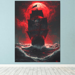 Blood Moon Piraten: Vervloekte Galleon van de Rode Canvas Afdruk