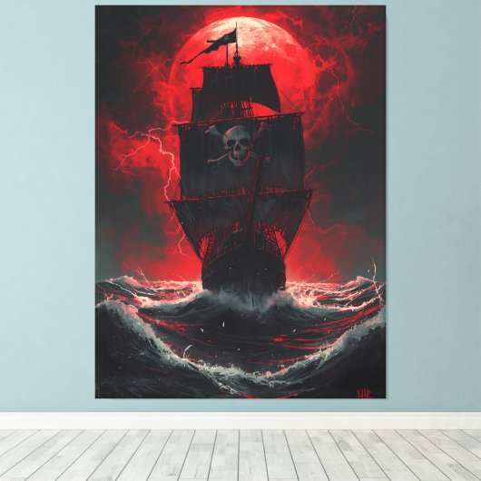 Blood Moon Pirates: Cursed Galleon of the Crimson  Canvas Afdruk (Insitu (Houten vloer))