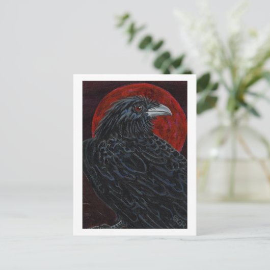 Blood Moon Raven Briefkaart (Staand voorkant)