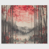 Blood Moon Sakura Inktwassing (1) Cadeaupapier (Vlak)