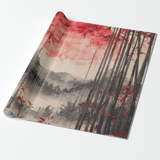 Blood Moon Sakura Inktwassing (1) Cadeaupapier (Uitgerold)