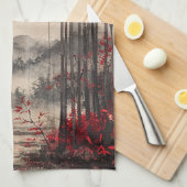 Blood Moon Sakura Inktwassing (1) Theedoek (Quarter Fold)