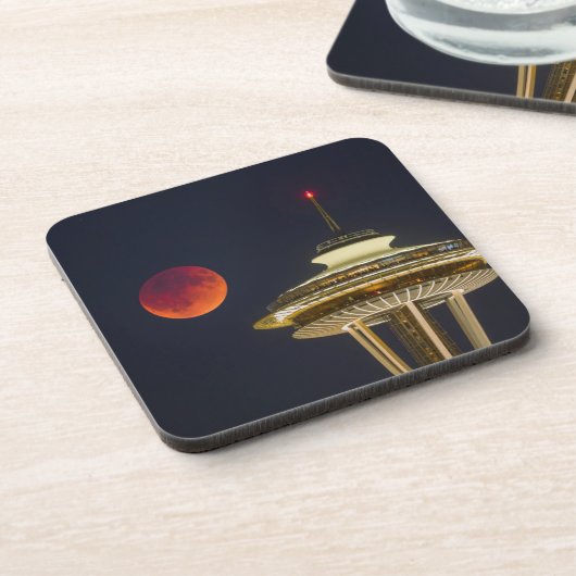 Blood Moon Seattle Space Needle Bier Onderzetter (Linkerzijde)