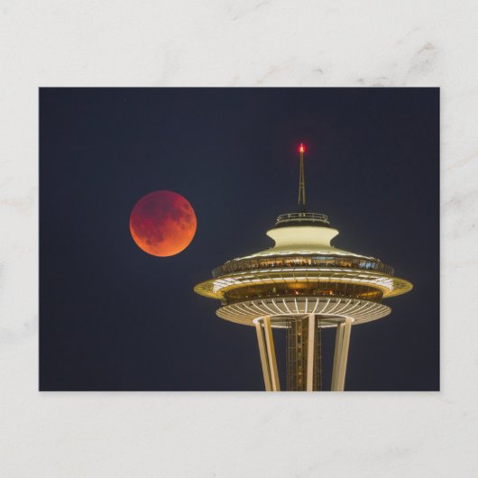 Blood Moon | Seattle Space Needle Briefkaart (Voorkant)