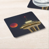 Blood Moon Seattle Space Needle Kartonnen Onderzetters (Schuin)