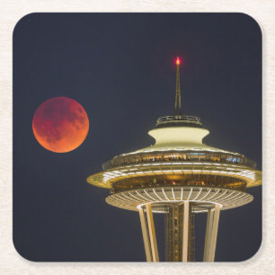 Blood Moon Seattle Space Needle Kartonnen Onderzetters