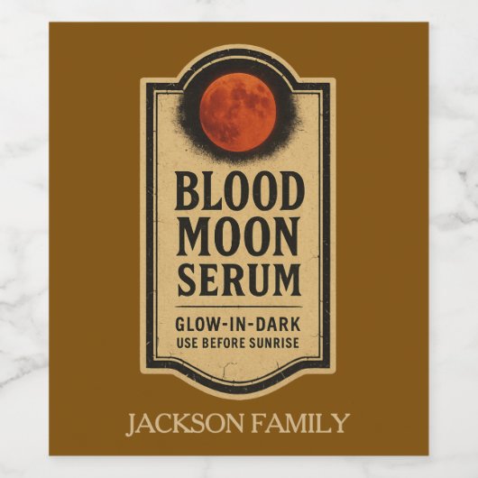 Blood Moon Serum Tonic Wine Label Wijn Etiket (Enkel label)