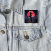 Blood Moon Vrouw Zombie Vierkante Button 5,1 Cm (In situ)