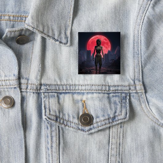 Blood Moon Vrouw Zombie Vierkante Button 5,1 Cm (In situ)