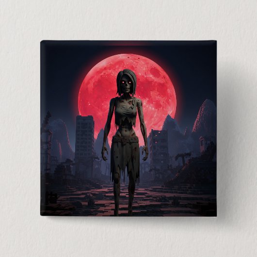Blood Moon Vrouw Zombie Vierkante Button 5,1 Cm (Voorkant)