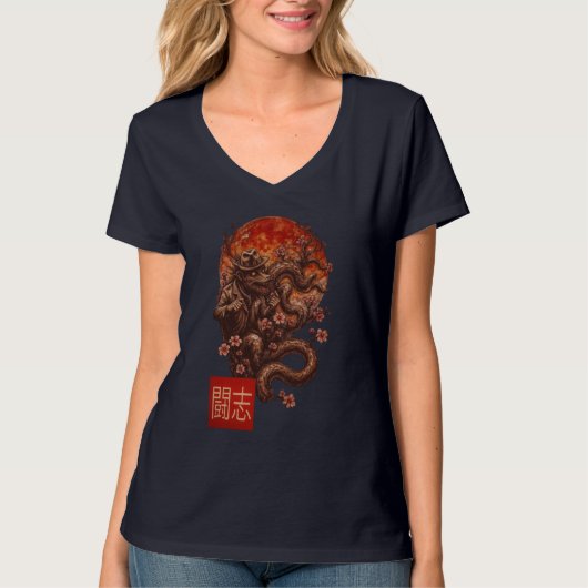 Blood Moon Yokai - Duistere Japanse kunst T-shirt (Voorkant)