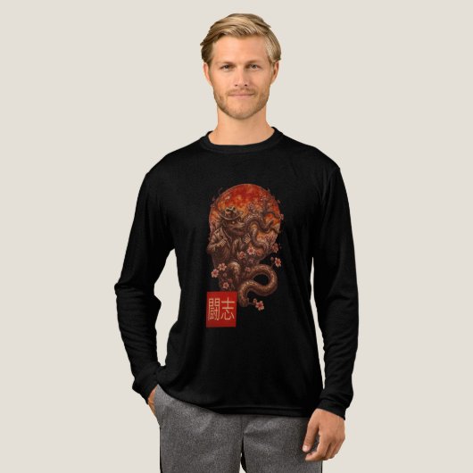 Blood Moon Yokai - Duistere Japanse kunst Tri-Blend Shirt (Voorkant)