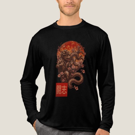 Blood Moon Yokai - Duistere Japanse kunst Tri-Blend Shirt (Voorkant volledig)