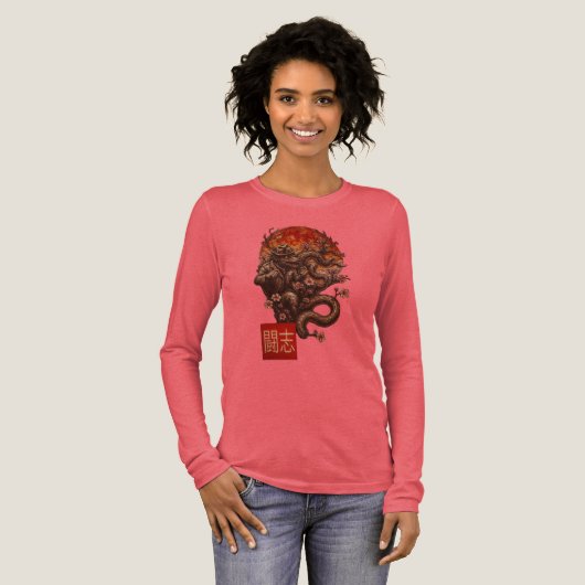 Blood Moon Yokai - Duistere Japanse kunst Tri-Blend Shirt (Voorkant)