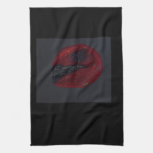 Blood Moonlit Night Kitchen Towel Theedoek (Verticaal)