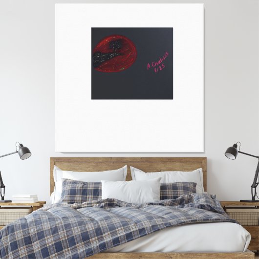 Blood Moonlit Night Stretched Canvas Print (Insitu (Slaapkamer))