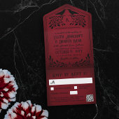 Blood Red Black Raven Monogram Gothic Wedding All In One Uitnodiging