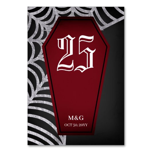 Blood Red Coffin Spiderweb Gothic Wedding Kaart (Achterkant)