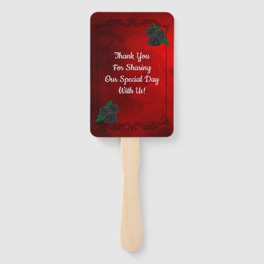 Blood Red en Black Rozen Weddenschap Bedankt Handwaaier (Achterkant)