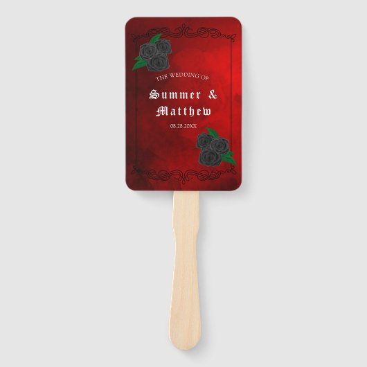 Blood Red en Black Rozen Weddenschap Bedankt Handwaaier (Voorkant)