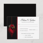 Blood Red Roses Wedding RSVP Kaartje (Voorkant / Achterkant)