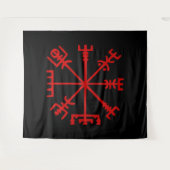 Blood Red Vegvísir (Viking Compass) Wandkleed (Voorkant (horizontaal))