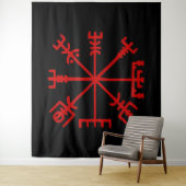 Blood Red Vegvísir (Viking Compass) Wandkleed (In situ)