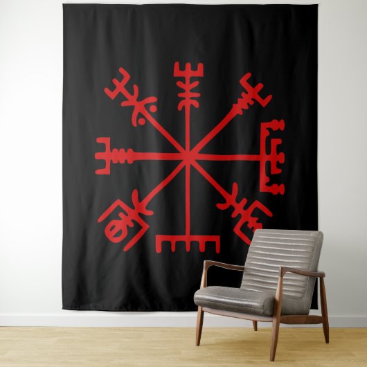 Blood Red Vegvísir (Viking Compass) Wandkleed (In situ)