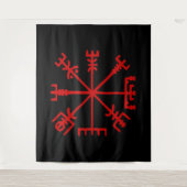 Blood Red Vegvísir (Viking Compass) Wandkleed (Voorkant)