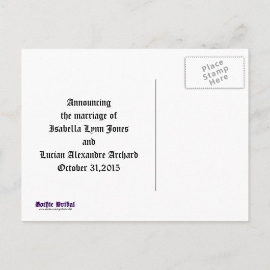 Blood Scroll Vampire Gothic Weddenschap Aankondigingskaart (Achterkant)