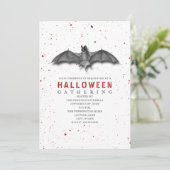Blood Spatter Bat Halloween Party Kaart (Staand voorkant)