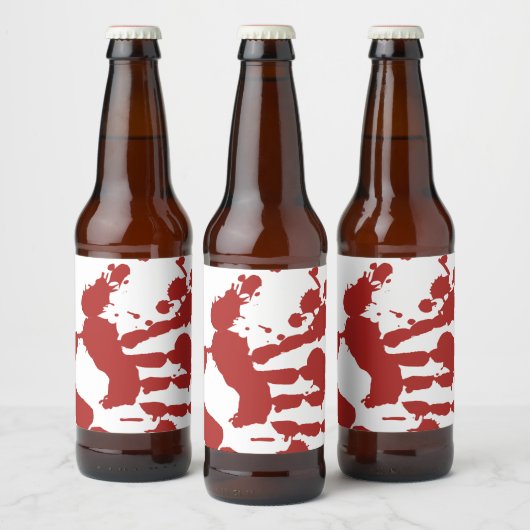 Blood Spatter Bloody Hand Print Halloween Bier Etiket (Flessen)