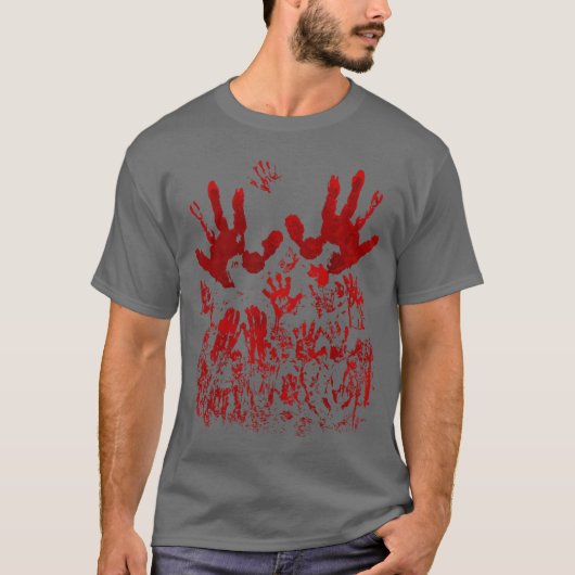 Blood Splatter Bloody Handprint Horror Zombie frie T-shirt (Voorkant)