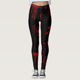 Blood Splatter Bloody Handprints Zwart Halloween Leggings