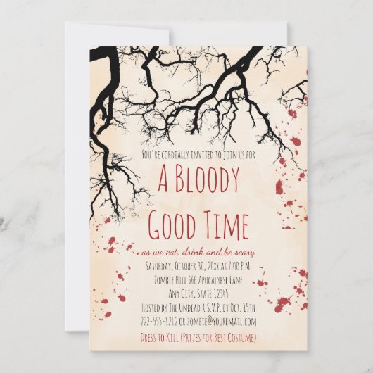 Blood Splatter Creepy Halloween Uitnodiging (Voorkant)