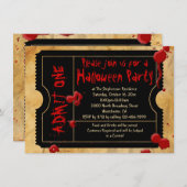 Blood Splatter  Halloween Party Ticket Kaart (Voorkant / Achterkant)