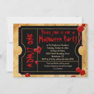 Blood Splatter  Halloween Party Ticket Kaart
