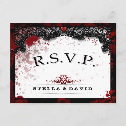 Blood Splattered Halloween Matching RSVP Briefkaar Uitnodiging Briefkaart (Voorkant)