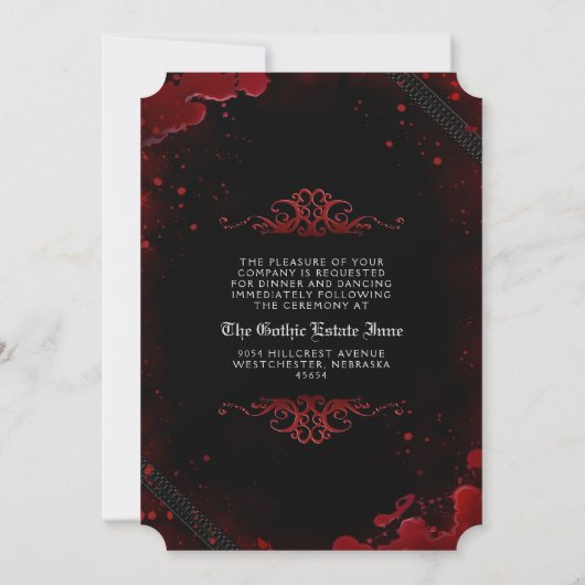 Blood Splattered Halloween Wedding RecEPING INFO Kaart (Achterkant)