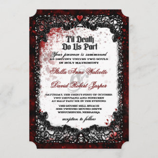 Blood Splattered Halloween Wedding RecEPING INFO Kaart