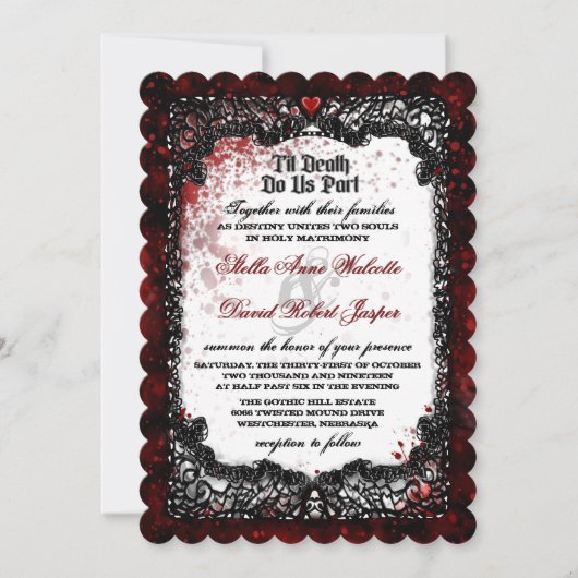 Blood Splattered Wedding Invite "Samen met" Kaart (Voorkant)