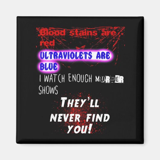 Blood Stains Are Red Ultraviolets Blue Theyll Neve Magneet (Voorkant)