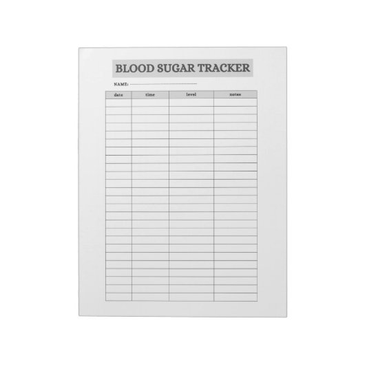 BLOOD SUGAR TRACKER NOTITIEBLOK (Linkerzijde)