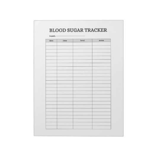 BLOOD SUGAR TRACKER NOTITIEBLOK (Linkerzijde)