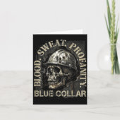 Blood Sweat Profanity Construction Worker Skull Bl Kaart (Voorkant)