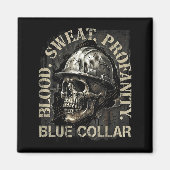 Blood Sweat Profanity Construction Worker Skull Bl Magneet (Voorkant)