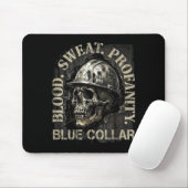 Blood Sweat Profanity Construction Worker Skull Bl Muismat (Met muis)