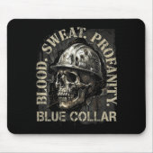 Blood Sweat Profanity Construction Worker Skull Bl Muismat (Voorkant)