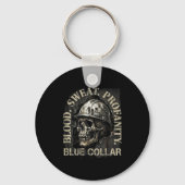 Blood Sweat Profanity Construction Worker Skull Bl Sleutelhanger (Voorkant)