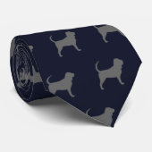 Bloodhond Dog Silhouettes Pattern Midnight Blue Stropdas (Opgerold)
